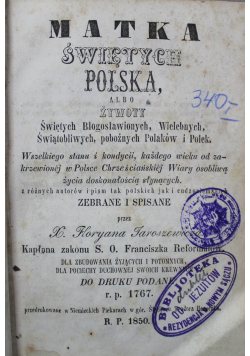 Matka Świętych Polska przedrukowane w 1850 r.
