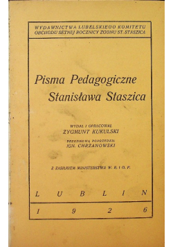 Pisma pedagogiczne Stanisława Staszica 1926 r.