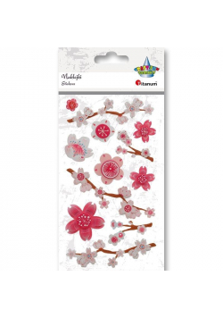 Naklejki foliowo-papier. 3D kwiaty wiśni mix 12szt