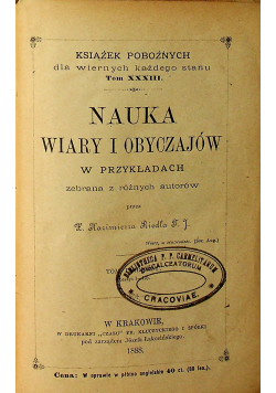 Nauka wiary i obyczajów tom 1 1888 r.