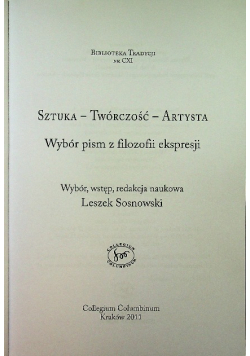 Sztuka twórczość artysta Wybór pism z filozofii ekspresji