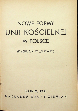 Nowe formy unii kościelnej w Polsce 1932 r