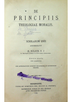 De principiis theologiae moralis /De poenis Ecclesiasticis 1906r
