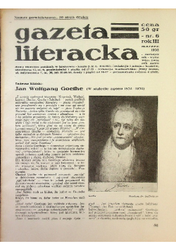 Gazeta Literacka Nr 6 Rok III Jan Wolfgang Goethe