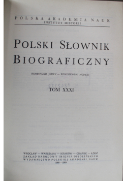 Polski Słownik Biograficzny Tom XXXIII