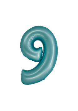 Balon foliowy Smart cyfra 9 niebieski matowy 76cm
