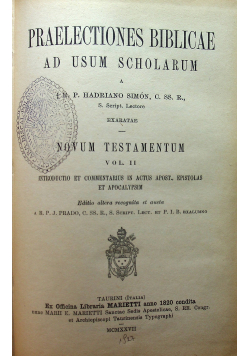 Praelectiones Biblicae ad usum scholarum 1927 r.