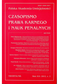 Czasopismo Prawa Karnego i nauk penalnych rok XVI z  2