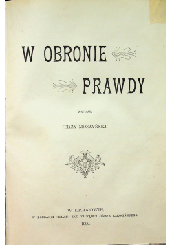 W obronie prawdy 1900 r.