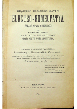 Elektro - homeopatya 1881r.