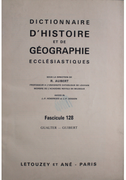 Dictionare DHistorie et de Geographie Ecclesiastiques Fascicule 128