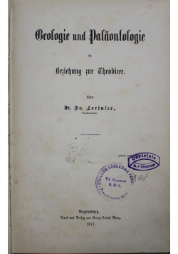 Geologie und Palaontologie in Beziehung zur Theodizee 1877 r