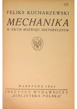 Mechanika w swym rozwoju historycznym, 1924 r.