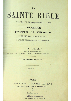 La Sainte Bible Tome III 1925 r