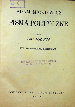 Mickiewicz Pisma Poetyczne 1925 r.