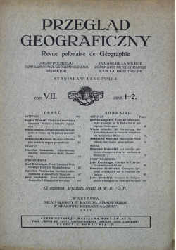 Przegląd geograficzny Tom VII Zeszyt 1 i 2 1927 r.