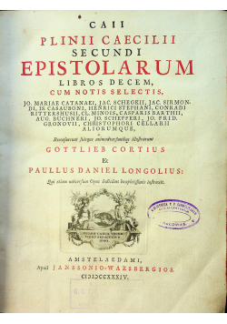 Plinii Caecilii Secundi Epistolarum 1734 r