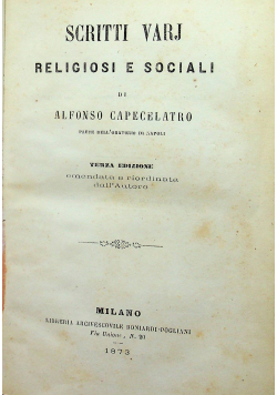 Scritti Varj Religiosi e Sociali 1873 r.