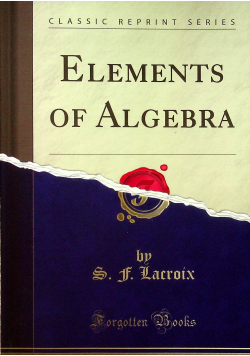 Elements of Algebra Reprint z 1825 r