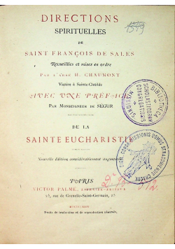 Directions Spirituelles de Saint Francois de Sales 1874 r.
