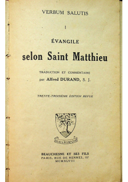 Verbum salutis i Evangile selon Saint Matthieu  1948 r.