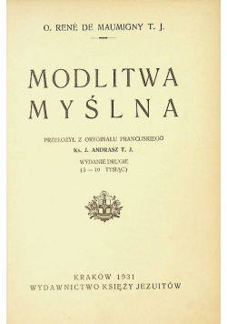 Modlitwa myślna 1931 r.