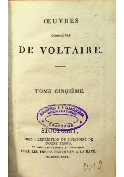 Oeuvres Completes de Voltaire tome cinqieme  1829 r