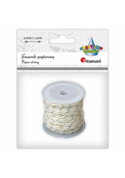 Sznurek papierowy 2mm 10m biało-złoty