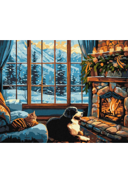 Malowanie po numerach - Ciepło kominka 40x50cm