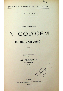 Commentarium in codicem iuris Canonici 2 tomy ok 1928 r.