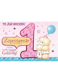 Zaproszenie ZZ-036 Roczek dziewczynka (5 szt.)