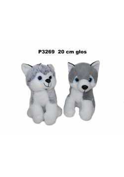 Pies husky z głosem 20cm MIX