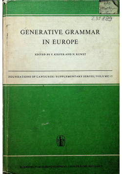 Generative Grammar in Europe