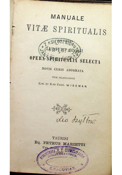 Manuale vitae spiritualis 1880 r