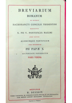 Breviarium Romanum Pars Verna plus Commune Sanctorum oraz Carmelitis Discalceatis