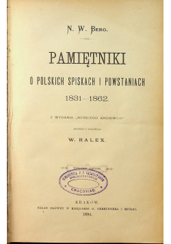Pamiętniki o polskich spiskach i powstaniach 1894 r