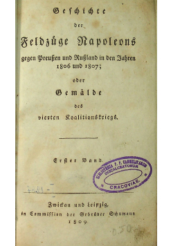 Geschichte der Feldzuge Napoleons Erster Band 1809 r