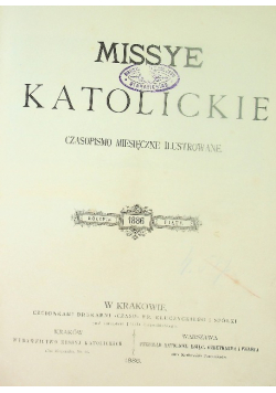 Missye Katolickie Czasopismo miesięczne illustrowane Numer 5 1886 r.