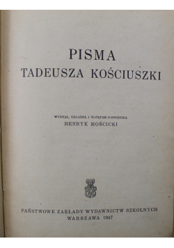Pisma Tadeusza Kościuszki 1947 r.