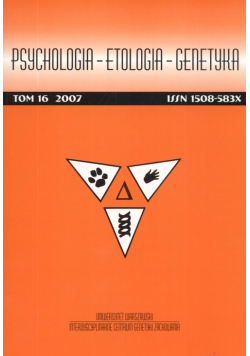 Psychologia etologia genetyka Tom 16/2007