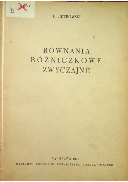 Równania różniczkowe zwyczajne