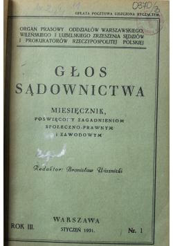 Głos sądownictwa miesięcznik 1931 r.