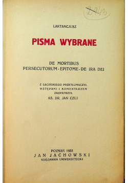 Laktancjusz pisma wybrane 1933 r