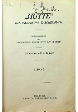 Hutte des ingenieurs taschenbuch II 1926 r.