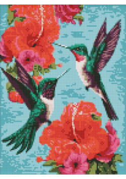 Diamentowa mozaika - Szmaragdowe kolibry 30x40cm
