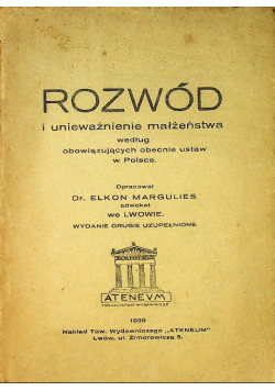 Rozwód i unieważnienie małżeństwa 1929 r.