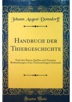 Handbuch der Thiergeschichte reprint z 1793 r