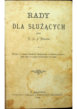 Rady dla służących 1878 r.