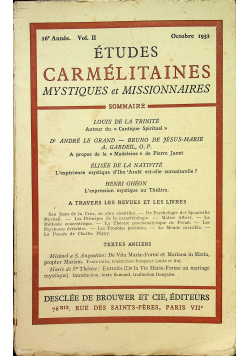 Etudes Carmelitaines Mystiques et Missionnaires vol II 1931 r.
