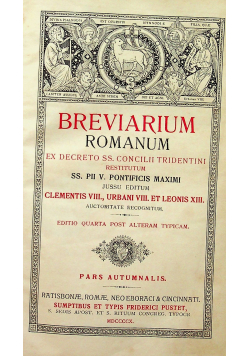 Breviarium Romanum ex decreto ss Concilii tridentini 1890 r